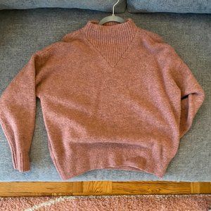 MADEWELL Dillon Mockneck Pullover Sweater in Heather Loganberry